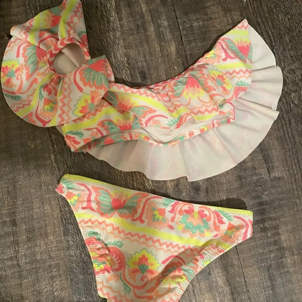 [sunuva] baby girls neon tribal ruffle bikini #10